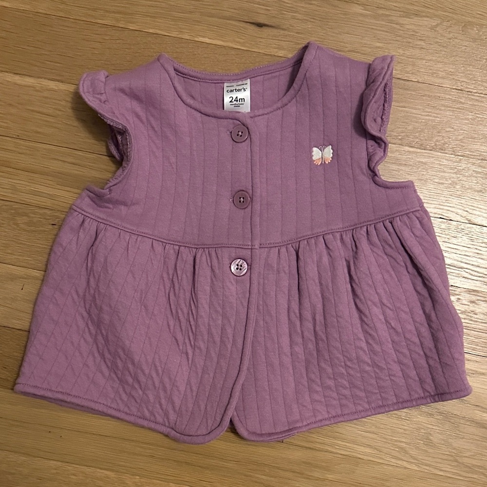 Carter's Purple Quilted Vest with Butterfly Accent